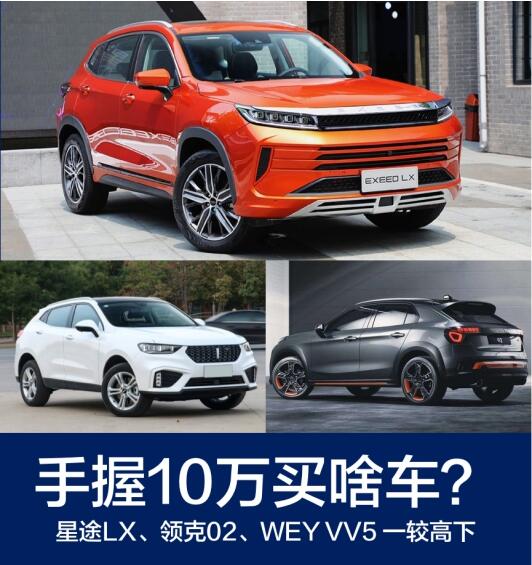 手握10万买啥车？星途LX、领克02、WEY VV5 一较高下