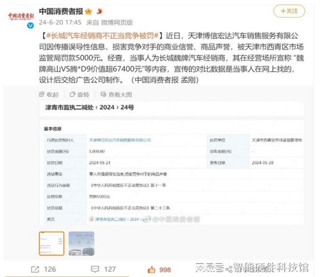 汽车圈“有人出老千”，长城汽车经销商不正当竞争被罚5000